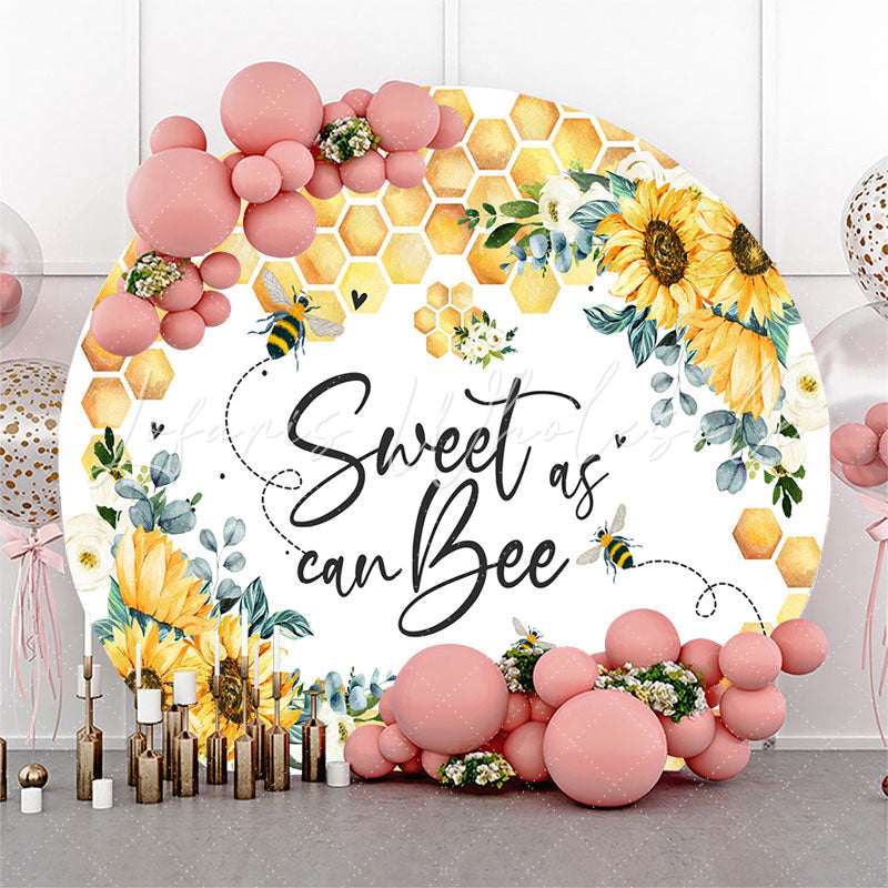 Lofaris Sweet Can Bee Sunflower Round Baby Shower Backdrop