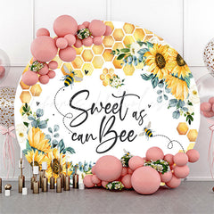 Lofaris Sweet Can Bee Sunflower Round Baby Shower Backdrop