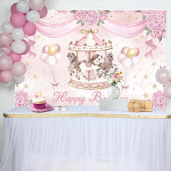 Lofaris Sweet Carousel Floral Balloon Birthday Backdrop