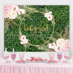 Lofaris Sweet Floral And Green Glitter Baby Shower Backdrop