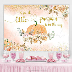 Lofaris Sweet Floral Pumpkin Is On The Way Baby Shower Backdrop