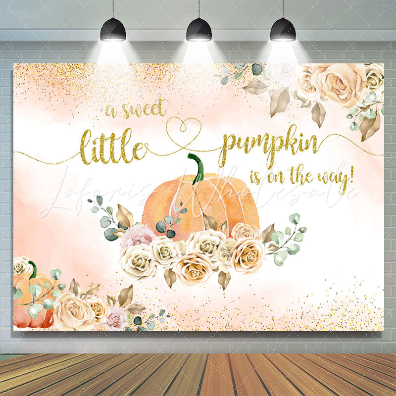 Lofaris Sweet Floral Pumpkin Is On The Way Baby Shower Backdrop