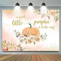 Lofaris Sweet Floral Pumpkin Is On The Way Baby Shower Backdrop