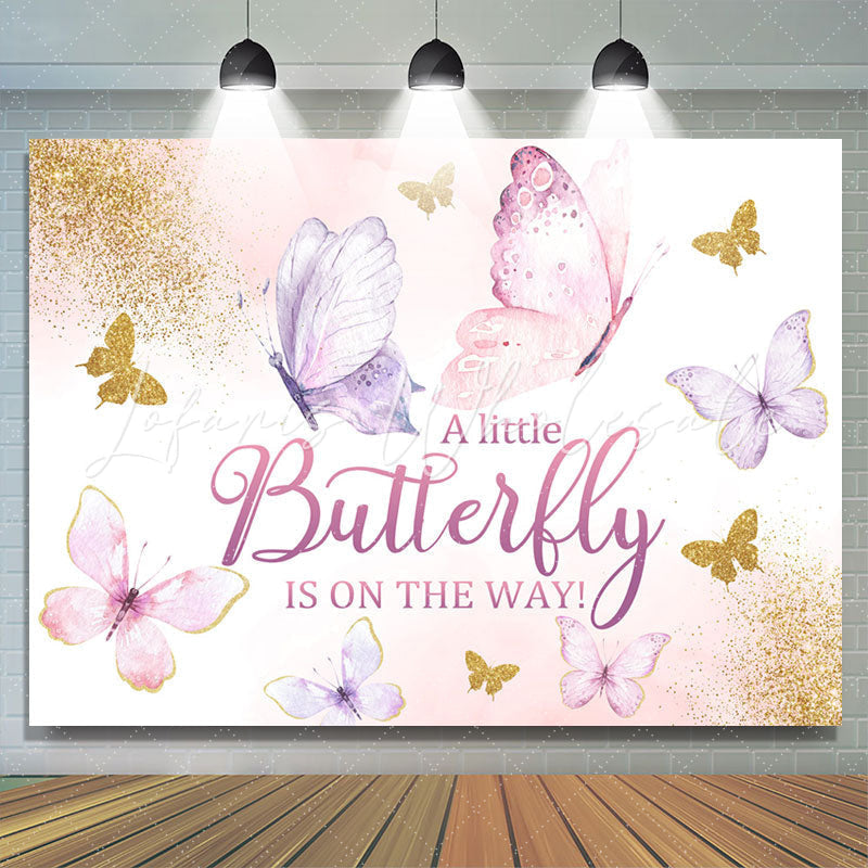 Lofaris Sweet Flying Butterfly Baby Girl Shower Backdrop