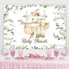 Lofaris Sweet Green Leaves Baby Shower Backdrop For Boy