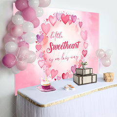 Lofaris Sweet Hearts Watercolor Pink Baby Shower Backdrop