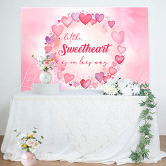 Lofaris Sweet Hearts Watercolor Pink Baby Shower Backdrop