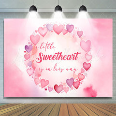 Lofaris Sweet Hearts Watercolor Pink Baby Shower Backdrop