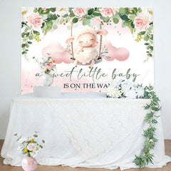 Lofaris Sweet Little Baby Floral Sheep Shower Backdrop