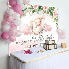 Lofaris Sweet Little Baby Floral Sheep Shower Backdrop