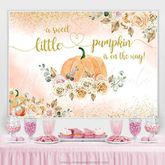 Lofaris Sweet Little Pumpkin Is On The Way Baby Shower Backdrop