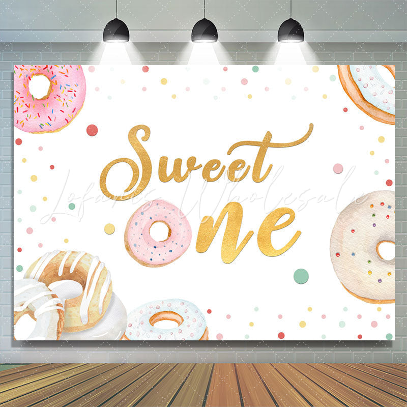 Lofaris Sweet One Lovely Donut Themed Happy Birthday Backdrop