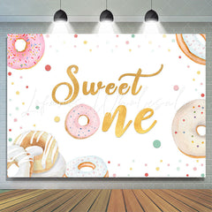 Lofaris Sweet One Lovely Donut Themed Happy Birthday Backdrop