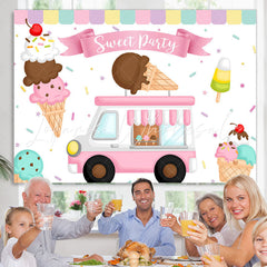 Lofaris Sweet Party Ice Cream Theme Baby Girl Birthday Backdrop