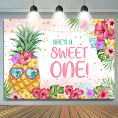 Lofaris Sweet Pineapple Floral Girl 1st Birthday Backdrop