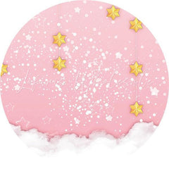 Lofaris Sweet Pink And White With Star Circle Backdrop For Girl