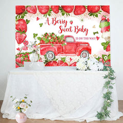 Lofaris Sweet Red Strawberry Truck Baby Shower Backdrop