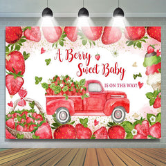 Lofaris Sweet Red Strawberry Truck Baby Shower Backdrop