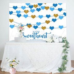 Lofaris Sweetheart Blue Hearts Boys Baby Shower Backdrop