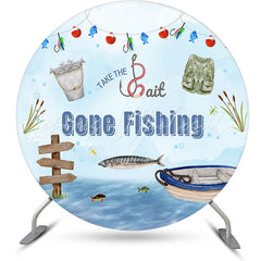 Lofaris Take The Bait Gone Fishing Round Birthday Backdrop