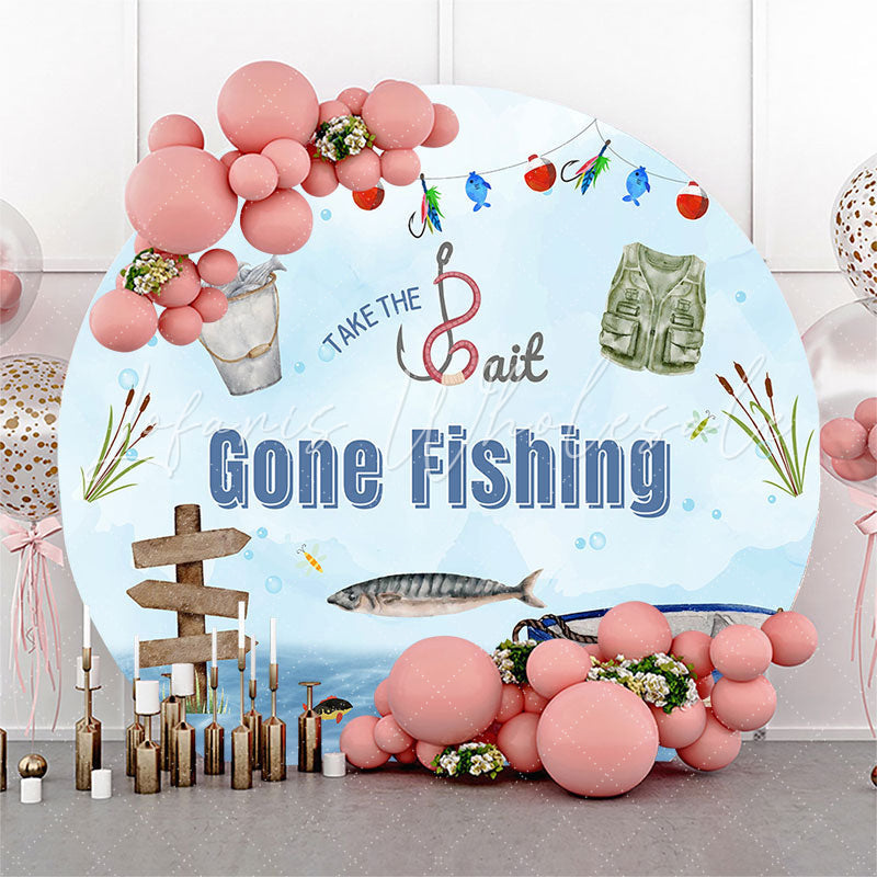 Lofaris Take The Bait Gone Fishing Round Birthday Backdrop