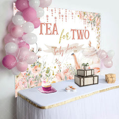 Lofaris Tea For Two Cup Pink Floral Baby Shower Backdrop