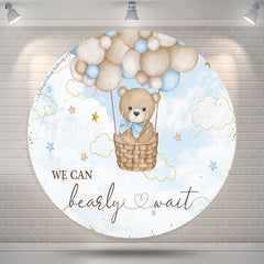 Lofaris Teddy Bear Blue Sky Cloud Round Baby Shower Backdrop