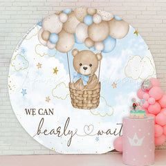 Lofaris Teddy Bear Blue Sky Cloud Round Baby Shower Backdrop