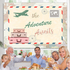 Lofaris The Adventure Awaits Plane Theme Baby Shower Backdrop