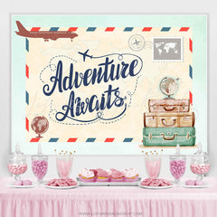 Lofaris The Adventure Awaits Plane Themed Baby Shower Backdrop