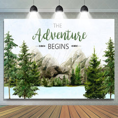 Lofaris The Adventure Begins Mountain Baby Shower Backdrop