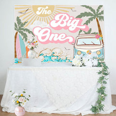 Lofaris The Big One Groovy Surf Summer 1st Birthday Backdrop