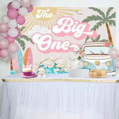 Lofaris The Big One Groovy Surf Summer 1st Birthday Backdrop