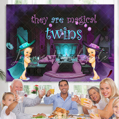 Lofaris They Are Magical Twins Purple Baby Shower Backdrop