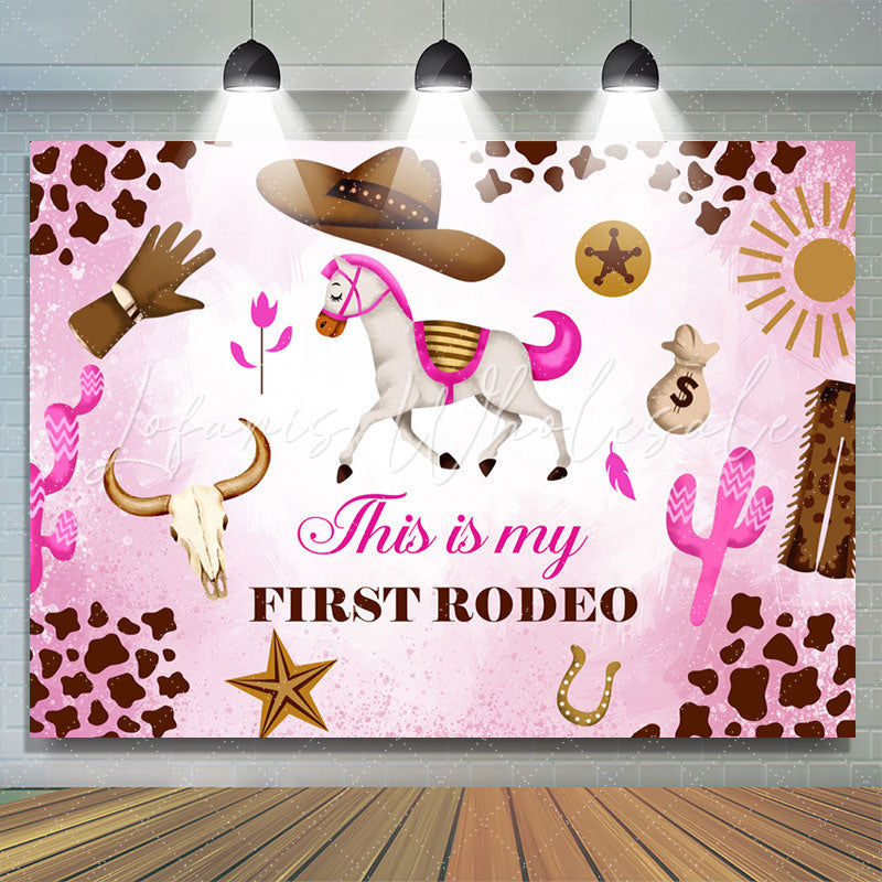 Lofaris This Is My First Redeo Cowgirl Birthday Backdrop