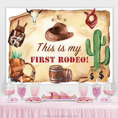 Lofaris This Is My First Rodeo Cow Boy Happy Birthday Backdrop