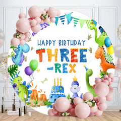 Lofaris Three Rex Cute Dinosaurs Round Birthday Backdrop