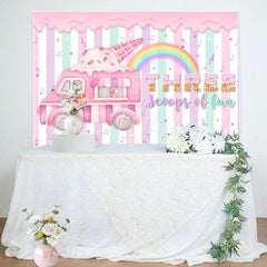 Lofaris Three Scoops Of Fun Ice Cream 3rd Birthday Backdrop