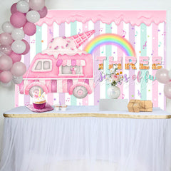 Lofaris Three Scoops Of Fun Ice Cream 3rd Birthday Backdrop