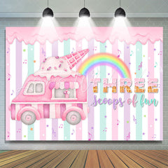 Lofaris Three Scoops Of Fun Ice Cream 3rd Birthday Backdrop