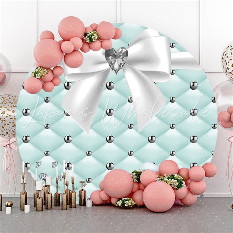 Lofaris Tiffany Blue White Diamond Lovely Bow Circle Backdrop