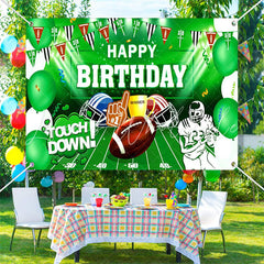 Lofaris Touch Down Green Football Field Birthday Backdrop