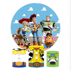 Toy Story Theme Birthday Party Round Backdrop Cover Plinth Cylinder Pedestal Cover