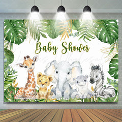 Lofaris Tropical Leaves and Baby Animals Shower Backdrop