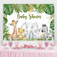 Lofaris Tropical Leaves and Baby Animals Shower Backdrop