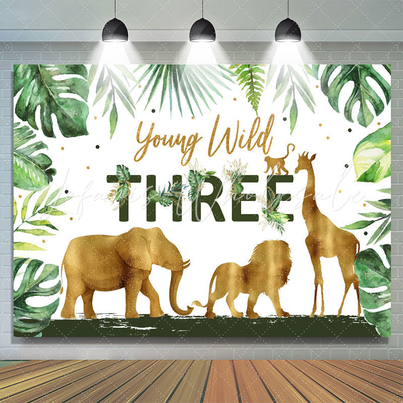 Lofaris Tropical Rainforest Young Wild 3rd Birthday Backdrop