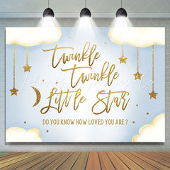 Lofaris Twinkle Glitter Star Cloud Blue Baby Shower Backdrop