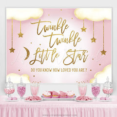 Lofaris Twinkle Glitter Stars With Cloud Baby Shower Backdrop