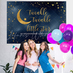 Lofaris Twinkle Little Star Blue Baby Shower Backrop