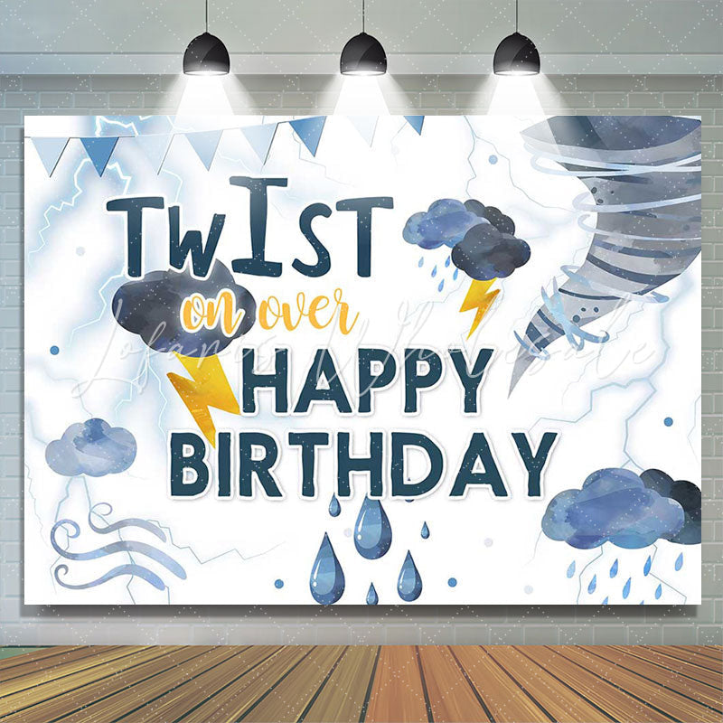 Lofaris Twist On Over Blue Thunderstorm Birthday Backdrop